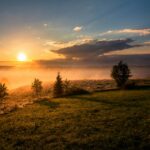 Golden sunrise over misty meadow symbolizing the power of a successful person's morning routine